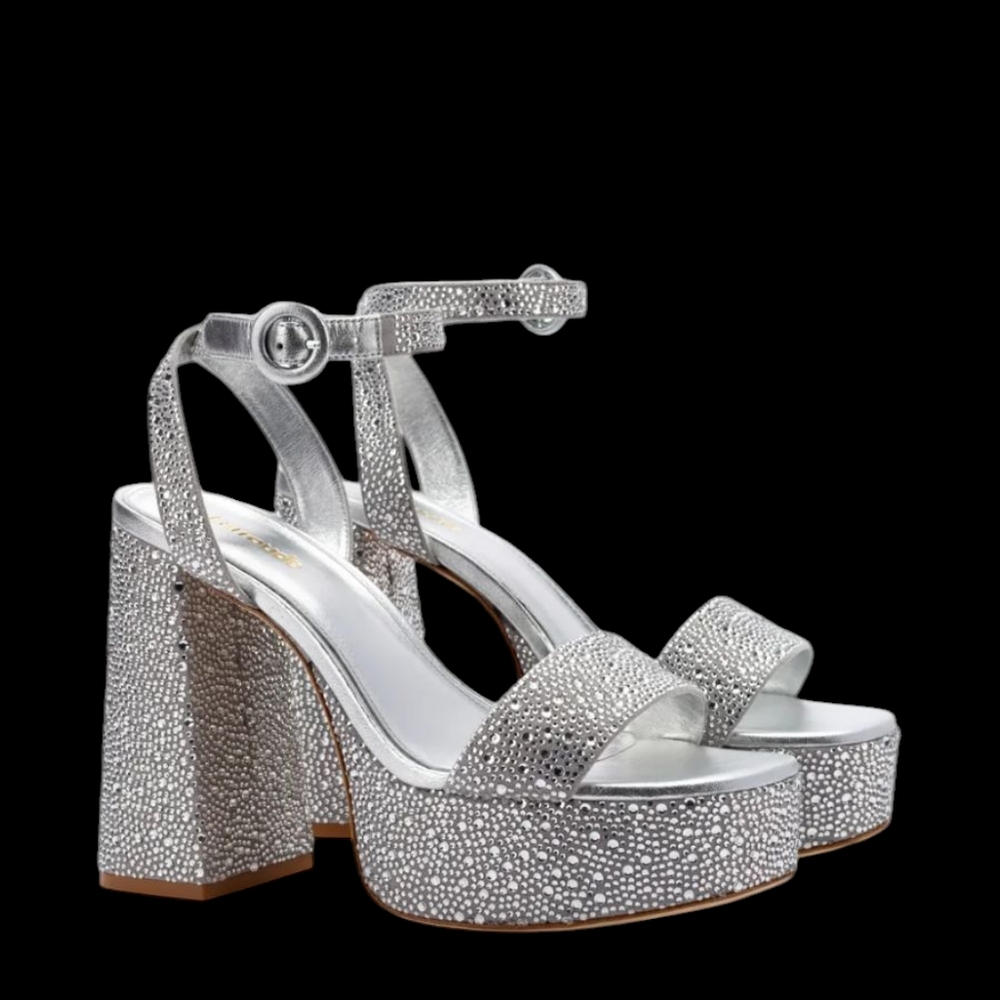 NEW....Dolly Crystal Sandal In Gray Suede.... Size 9.5
